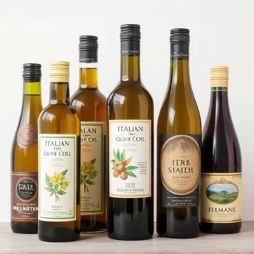 Bottles of Italian olive oil