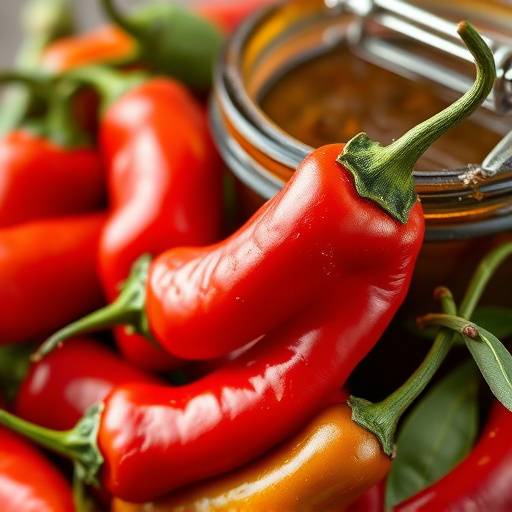 Jar of Calabrian chili peppers in olive oil