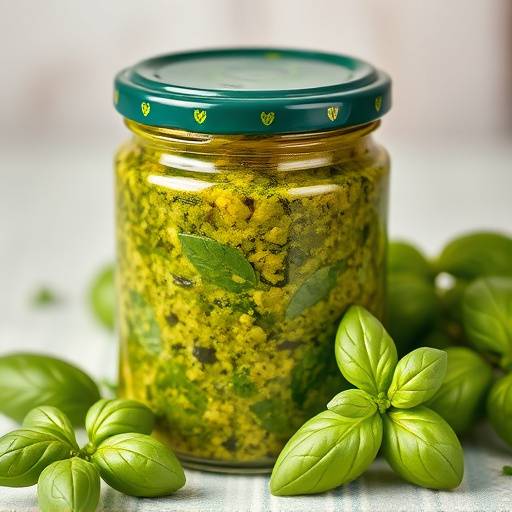 Jar of pesto Genovese sauce from Liguria
