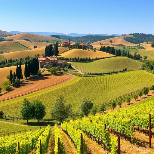 Rolling hills and vineyards of Tuscany
